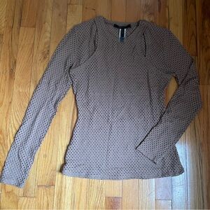 BCBGMaxAzria Long Sleeve Textured Top - Taupe